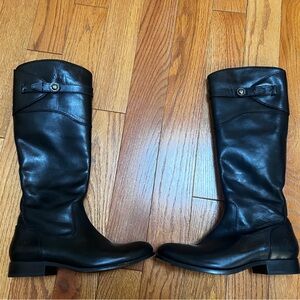 Frye Black Leather Knee-High Boots